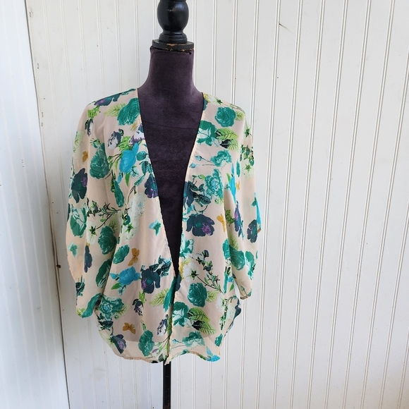 Windsor Women’s Floral Print Kimono Sheer Cover Up Beige One Size Fits Most OS - Picture 1 of 10